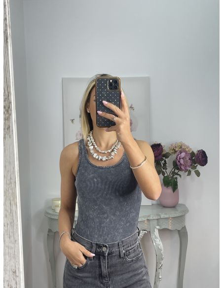 Body efecto desgastado gris oscuro