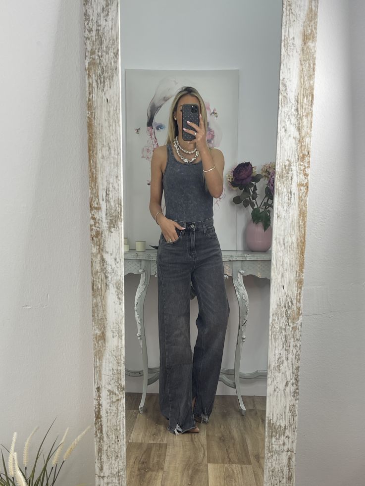 Body efecto desgastado gris oscuro