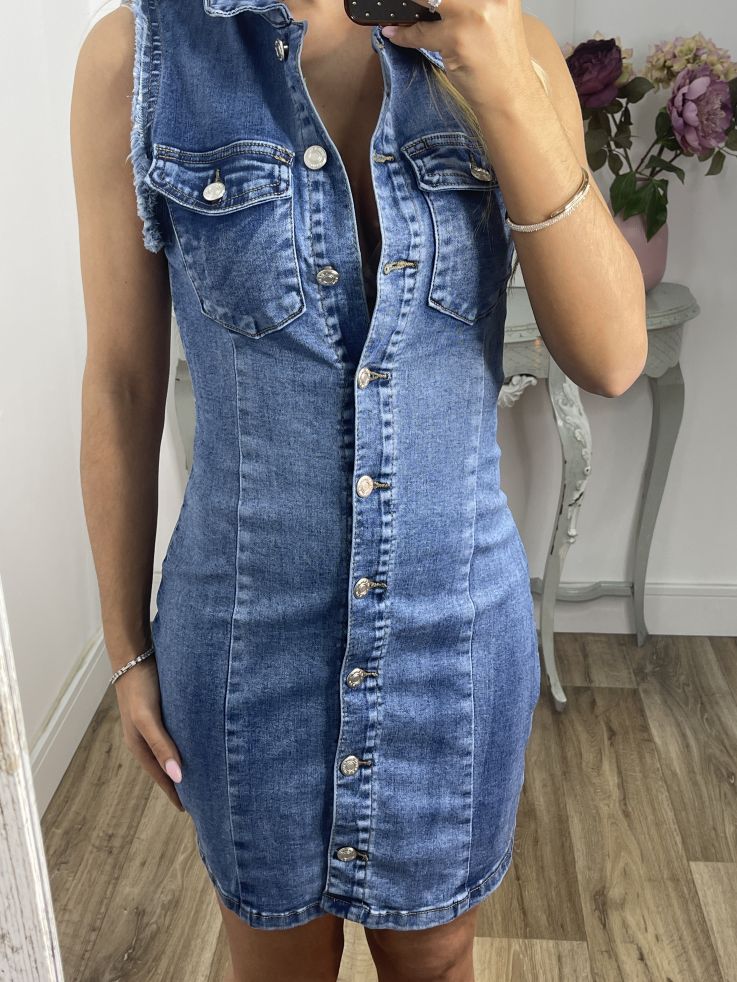 Vestido denim vaquero abotonado