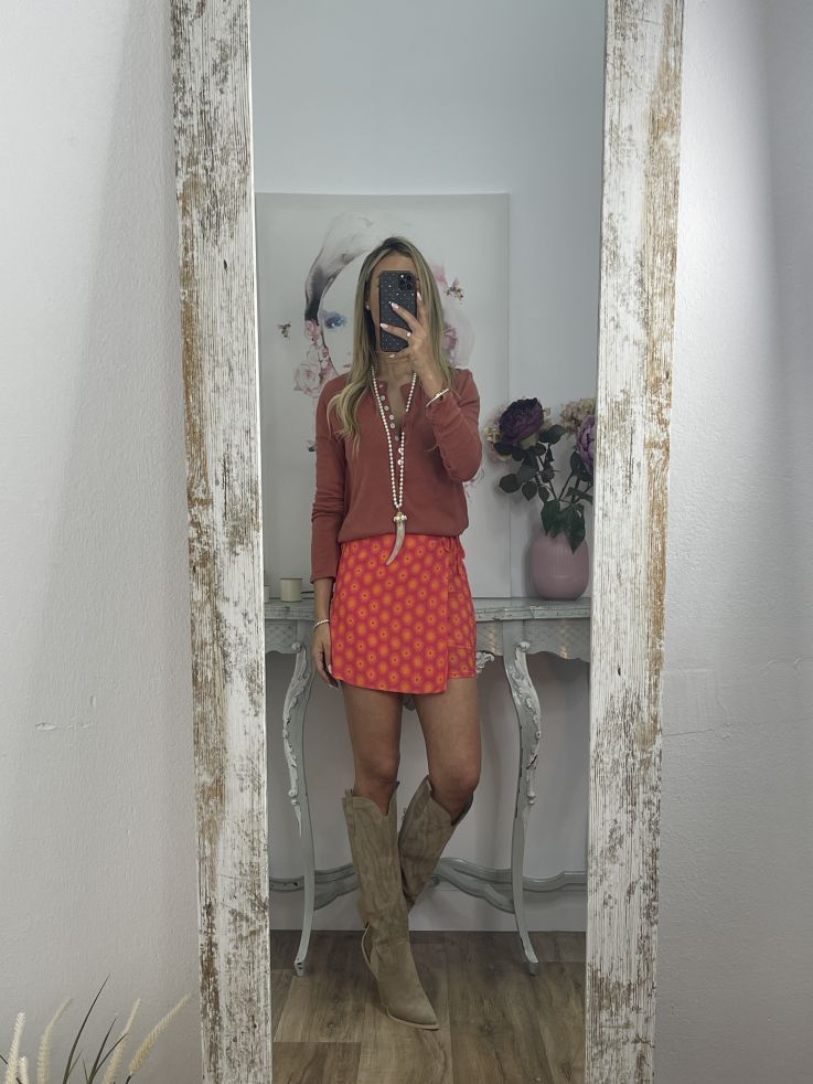 Camiseta algodón botones teja