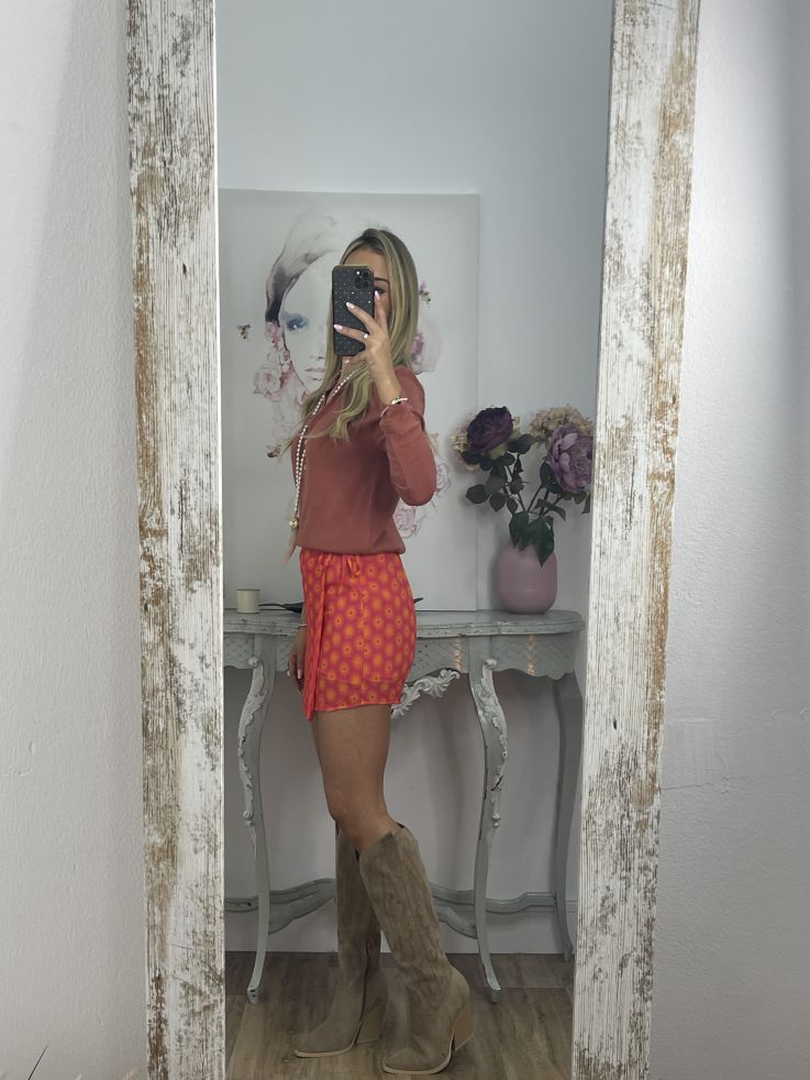 Camiseta algodón botones teja