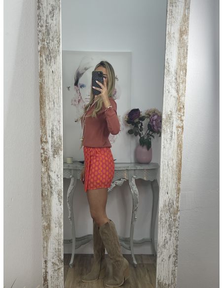 Camiseta algodón botones teja