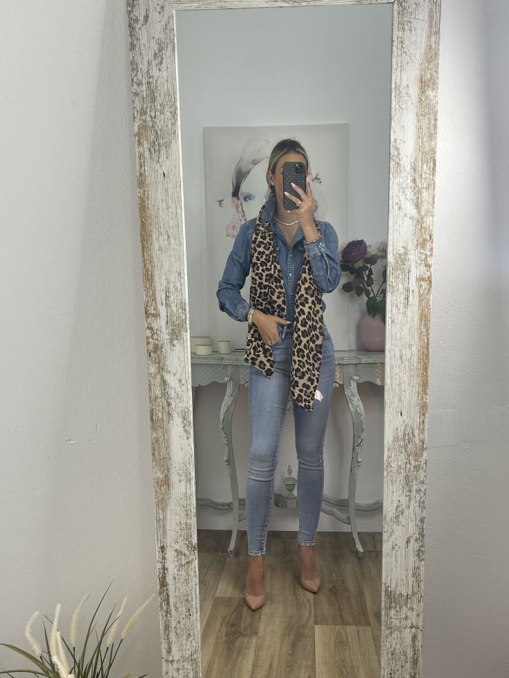 Pañuelo grande print camel