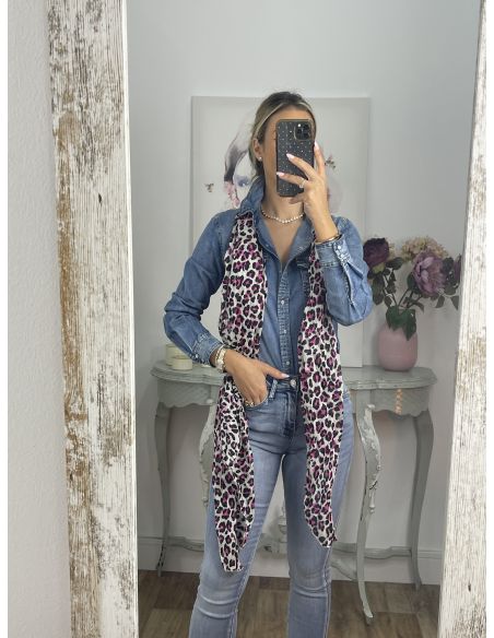 Pañuelo grande print rosa