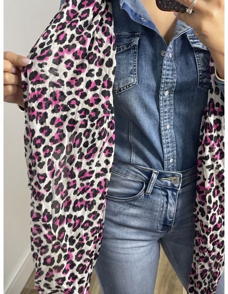 Pañuelo grande print rosa