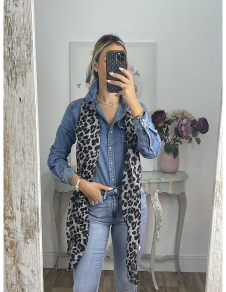 Pañuelo grande print gris