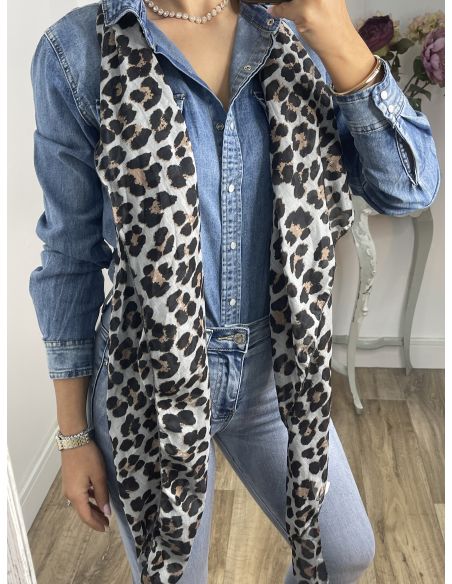 Pañuelo grande print gris