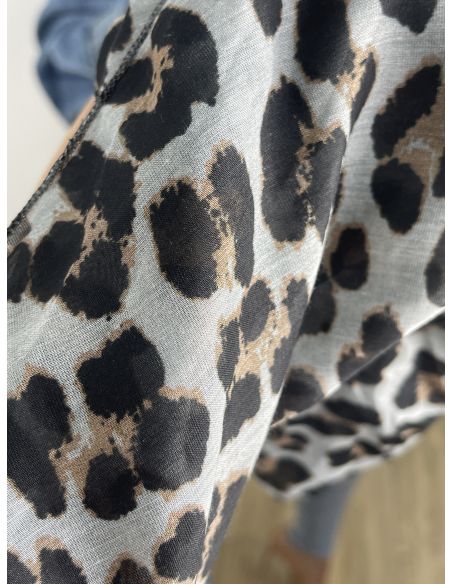 Pañuelo grande print gris