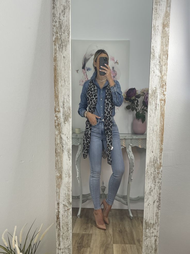 Pañuelo grande print gris