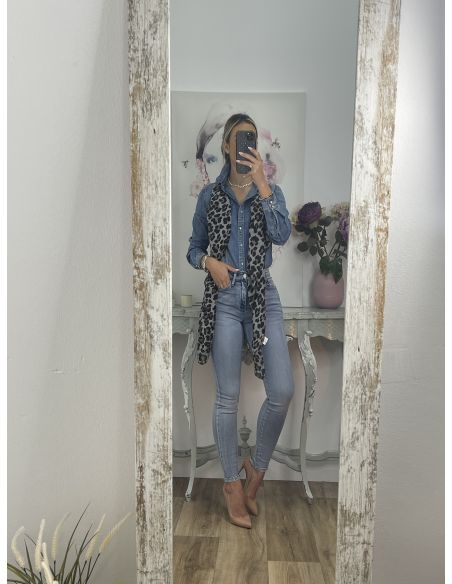 Pañuelo grande print gris