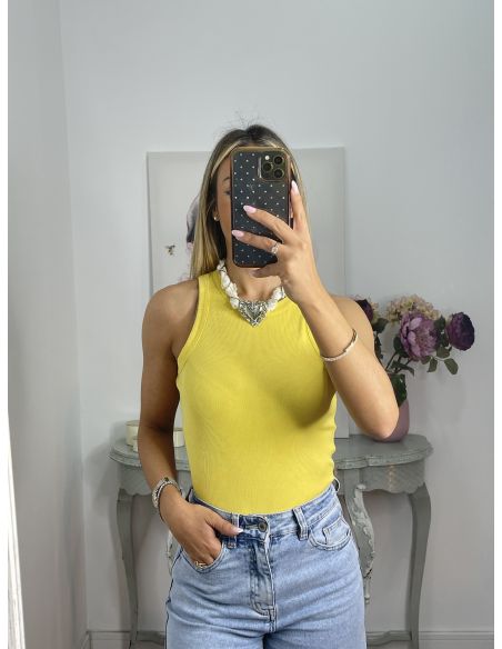 Camiseta olímpica efecto desgastado amarillo
