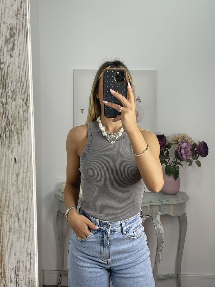 Camiseta olímpica efecto desgastado gris