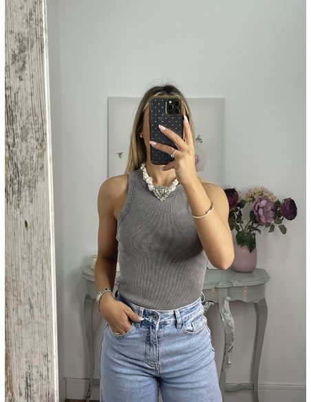 Camiseta olímpica efecto desgastado gris