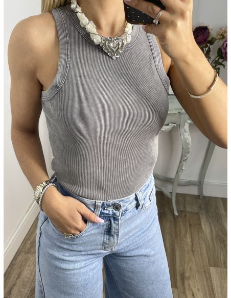 Camiseta olímpica efecto desgastado gris