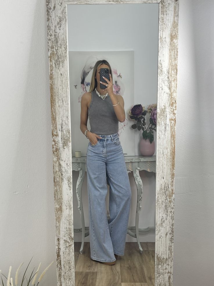 Camiseta olímpica efecto desgastado gris