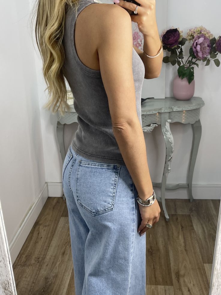 Camiseta olímpica efecto desgastado gris