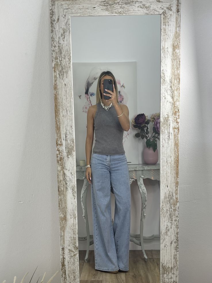 Camiseta olímpica efecto desgastado gris