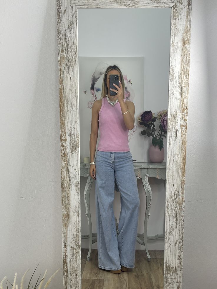 Camiseta olímpica efecto desgastado rosa