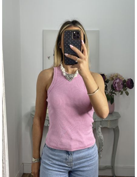 Camiseta olímpica efecto desgastado rosa
