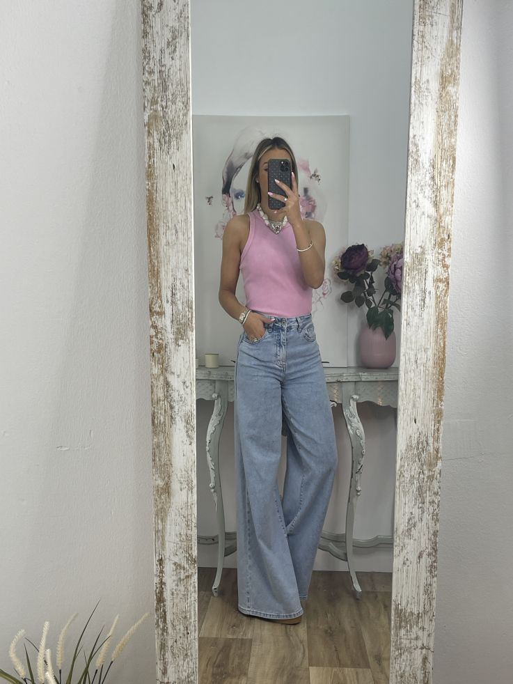 Camiseta olímpica efecto desgastado rosa