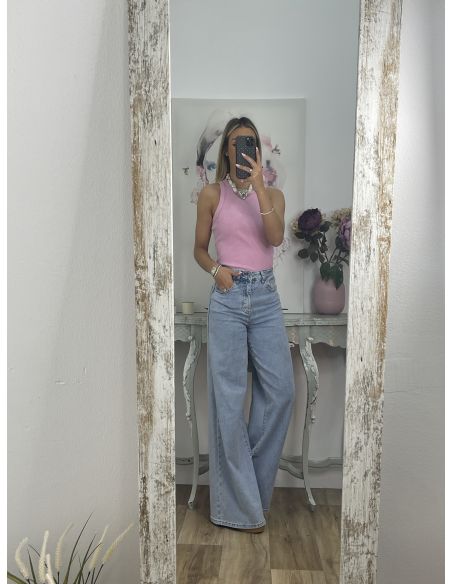 Camiseta olímpica efecto desgastado rosa