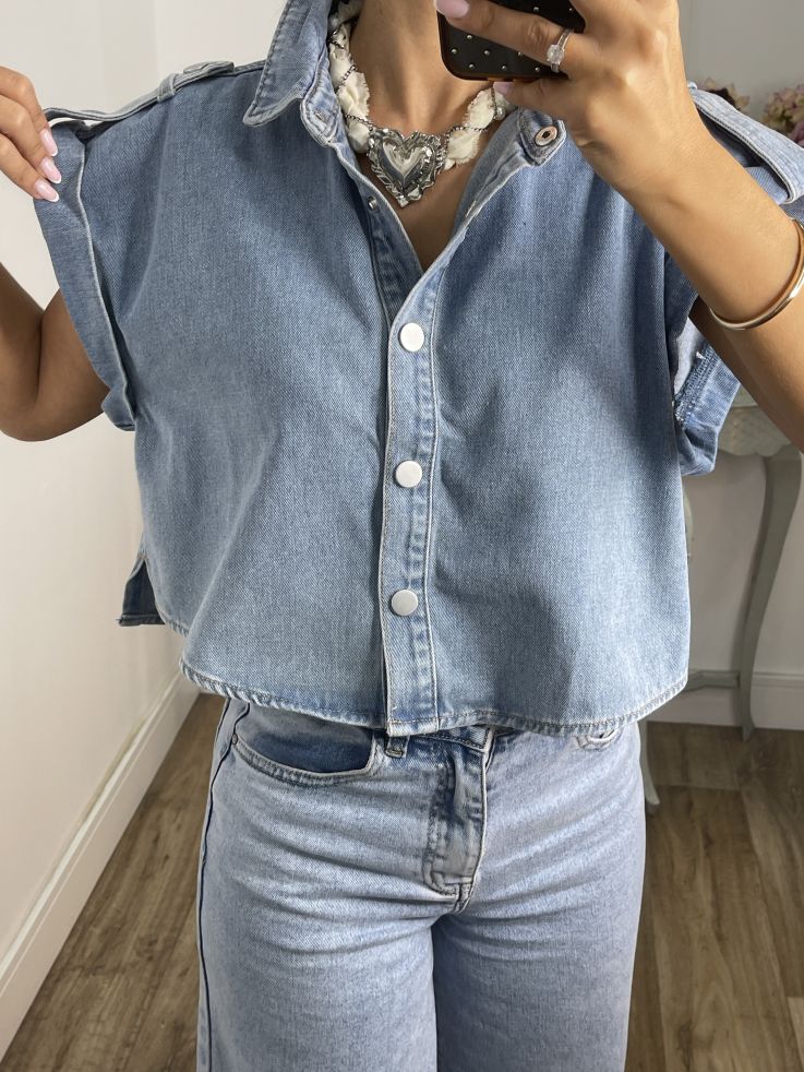 Camisa Crop vaquera