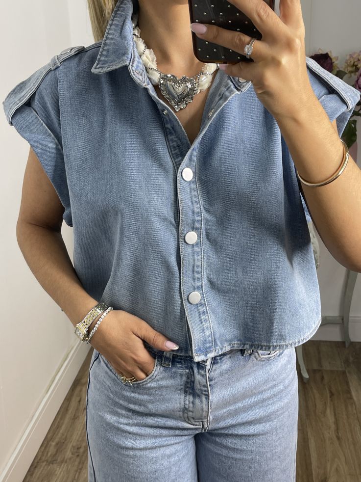 Camisa Crop vaquera