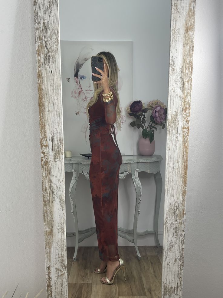 Vestido Roselin tull teja