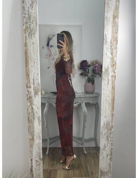 Vestido Roselin tull teja