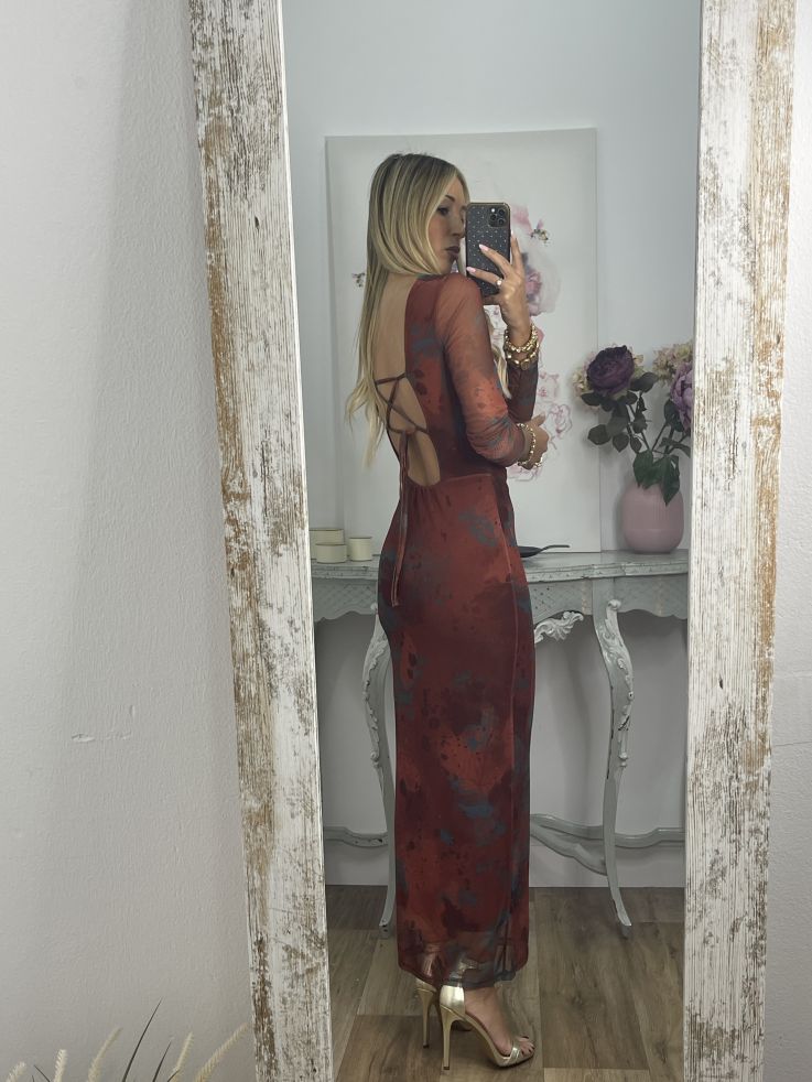 Vestido Roselin tull teja