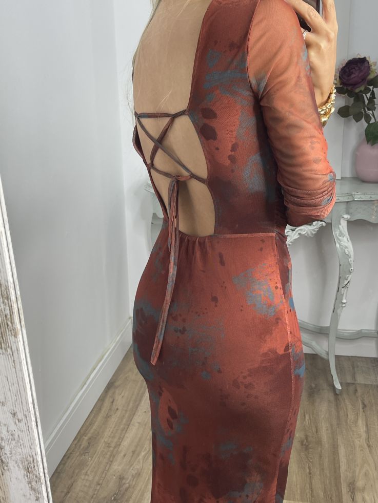 Vestido Roselin tull teja