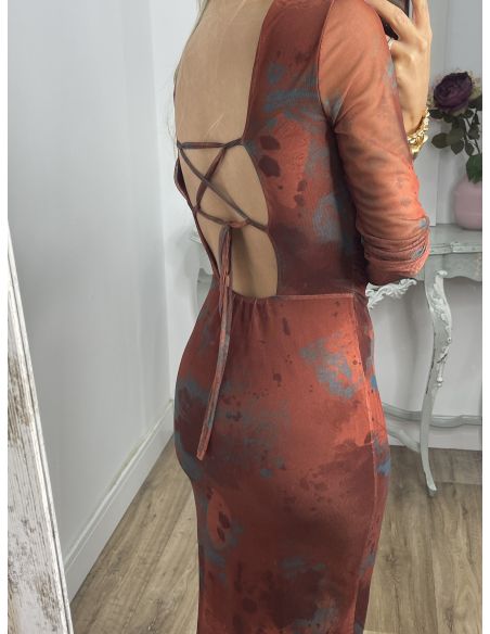 Vestido Roselin tull teja