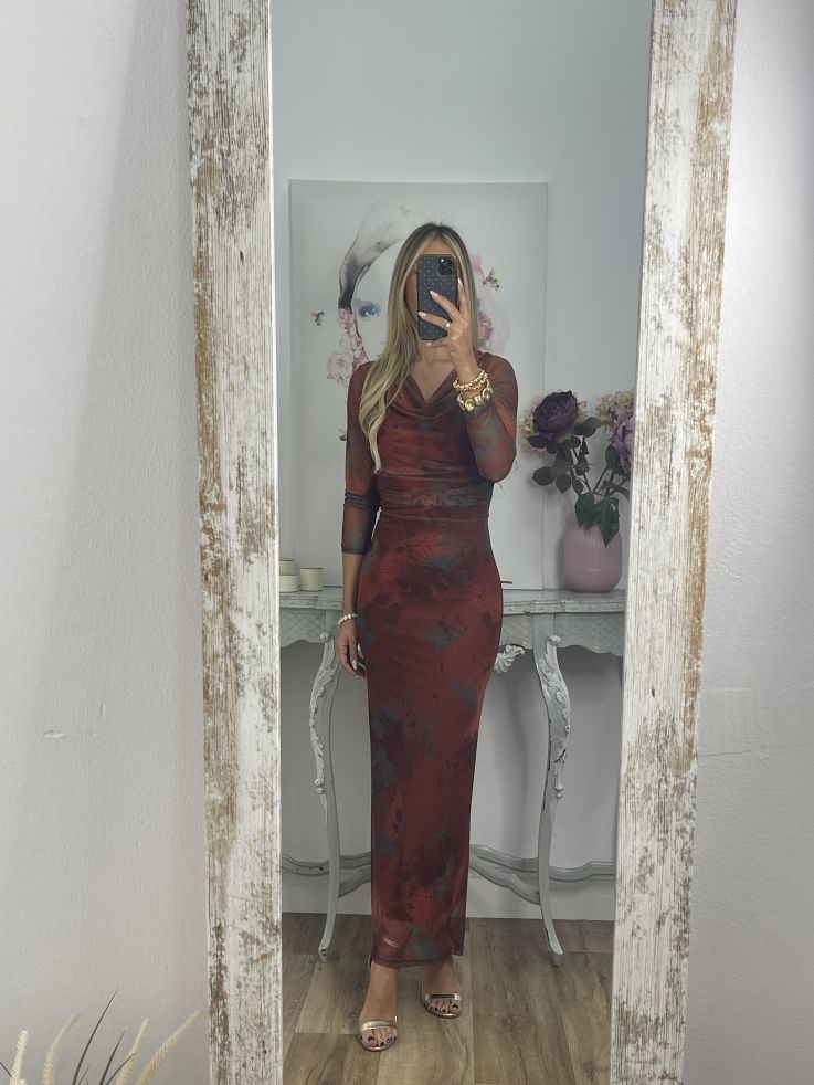 Vestido Roselin tull teja