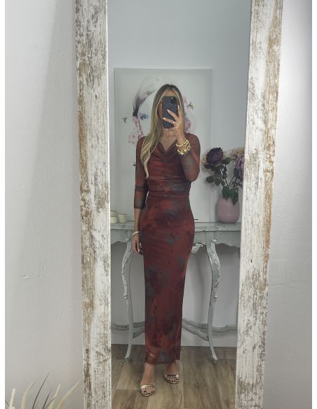 Vestido Roselin tull teja