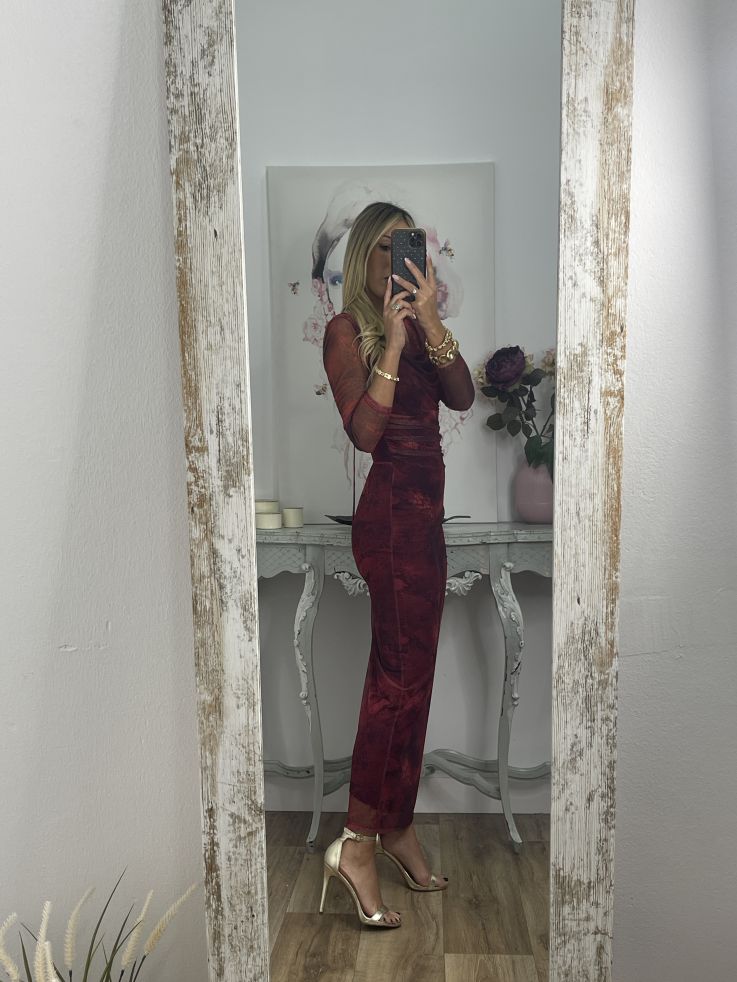 Vestido Roselin tull burdeos