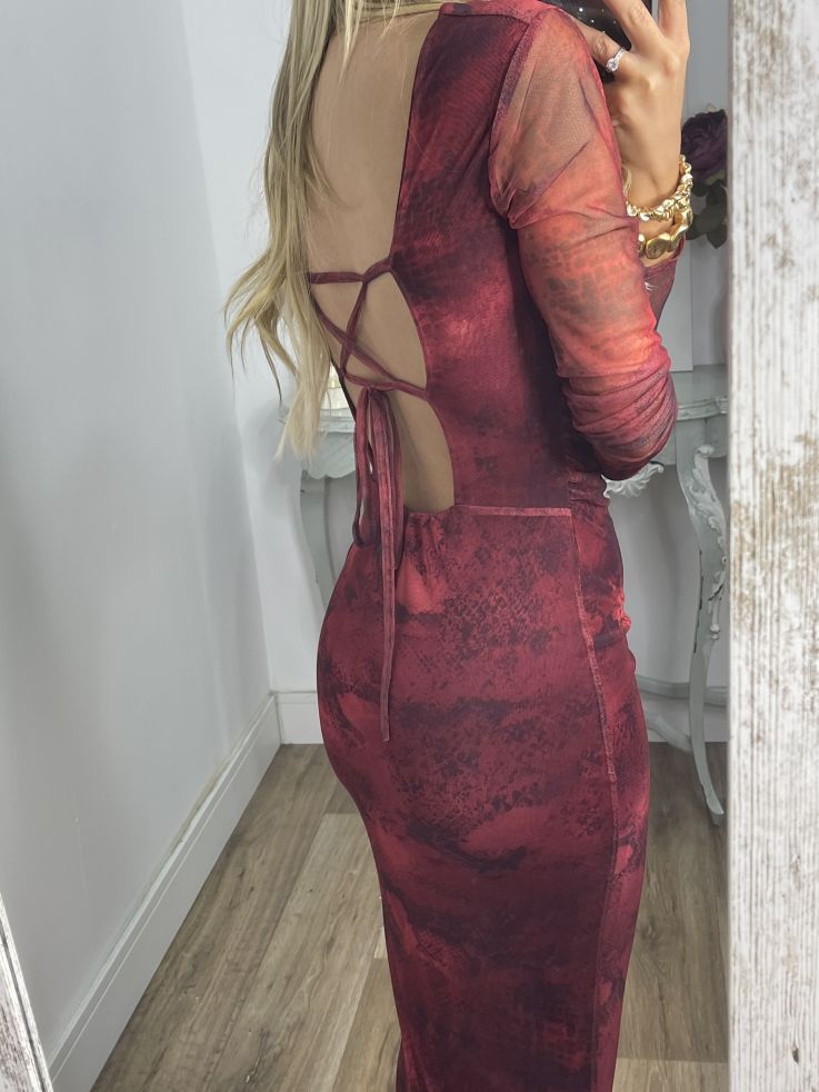 Vestido Roselin tull burdeos