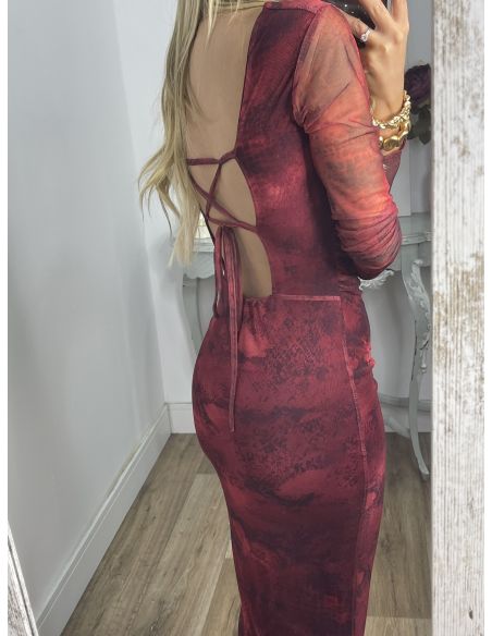 Vestido Roselin tull burdeos