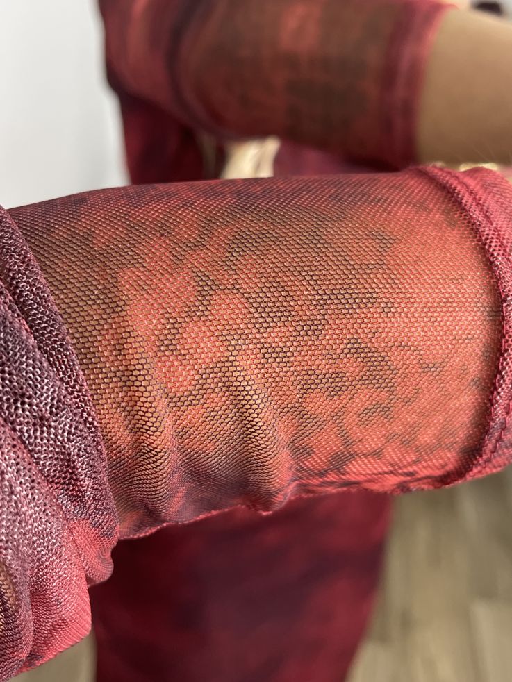 Vestido Roselin tull burdeos