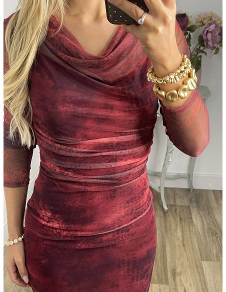 Vestido Roselin tull burdeos