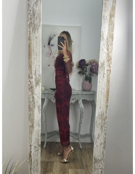 Vestido Roselin tull burdeos