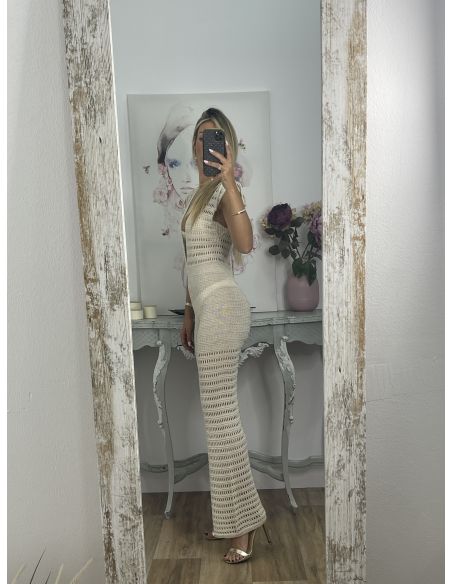 Mono de hilo calado beige