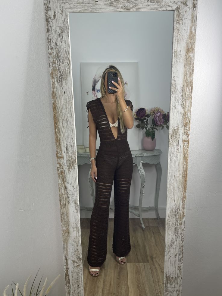 Mono de hilo calado chocolate