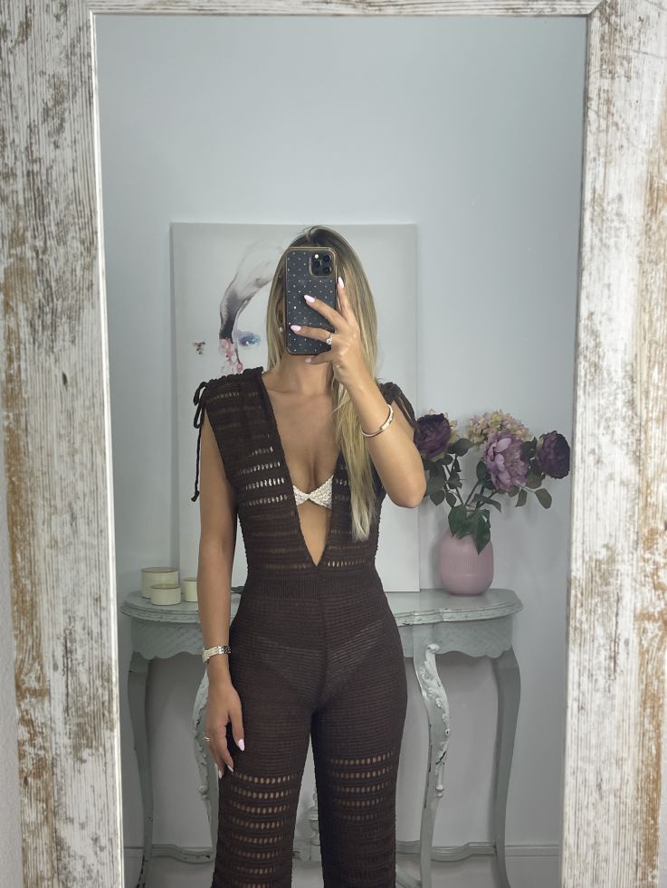 Mono de hilo calado chocolate