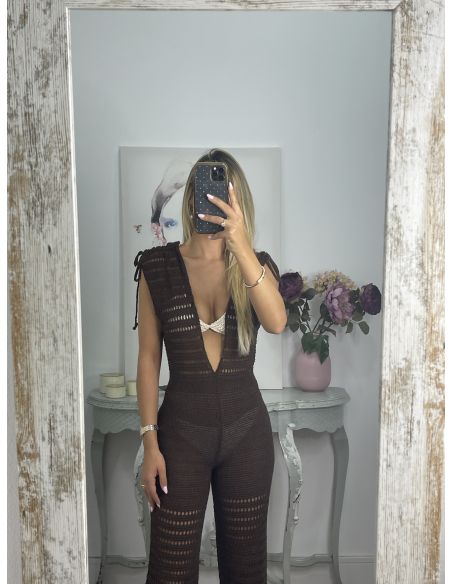 Mono de hilo calado chocolate