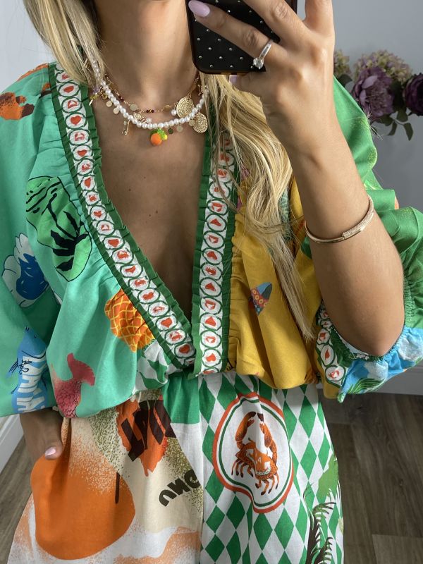 Colgantes doble con abalorios