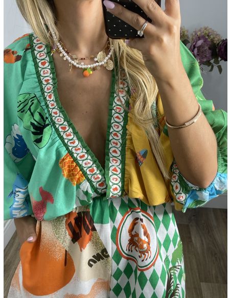 Colgantes doble con abalorios