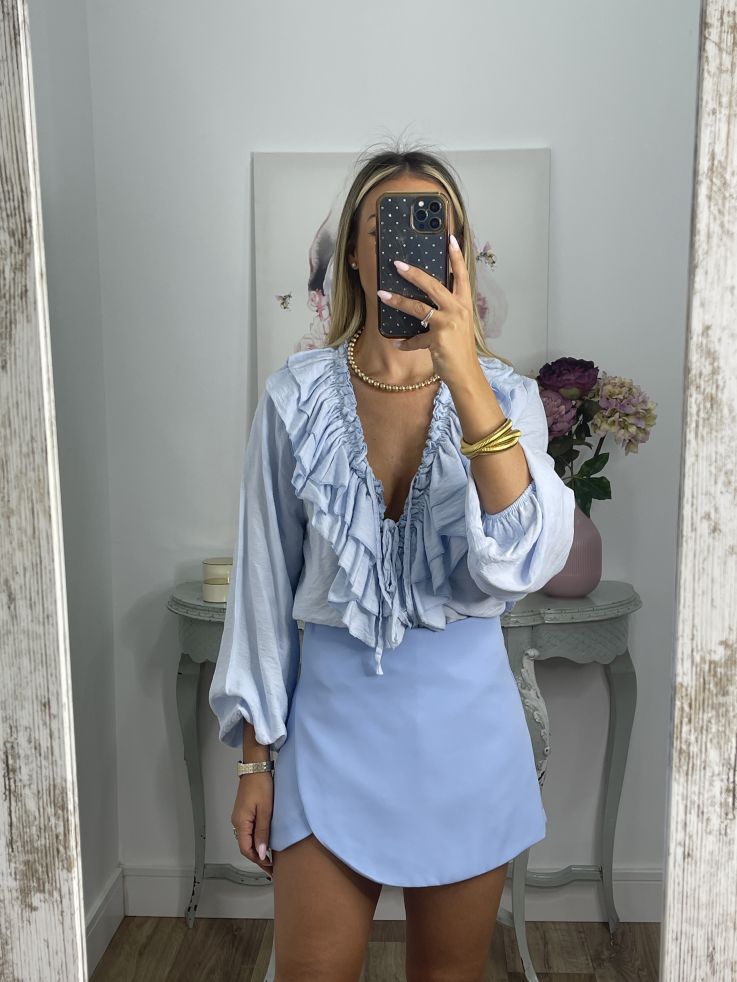 Falda pantalón celeste
