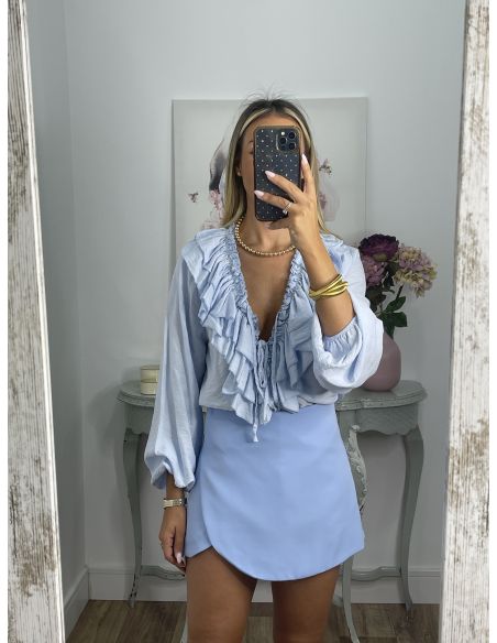 Falda pantalón celeste