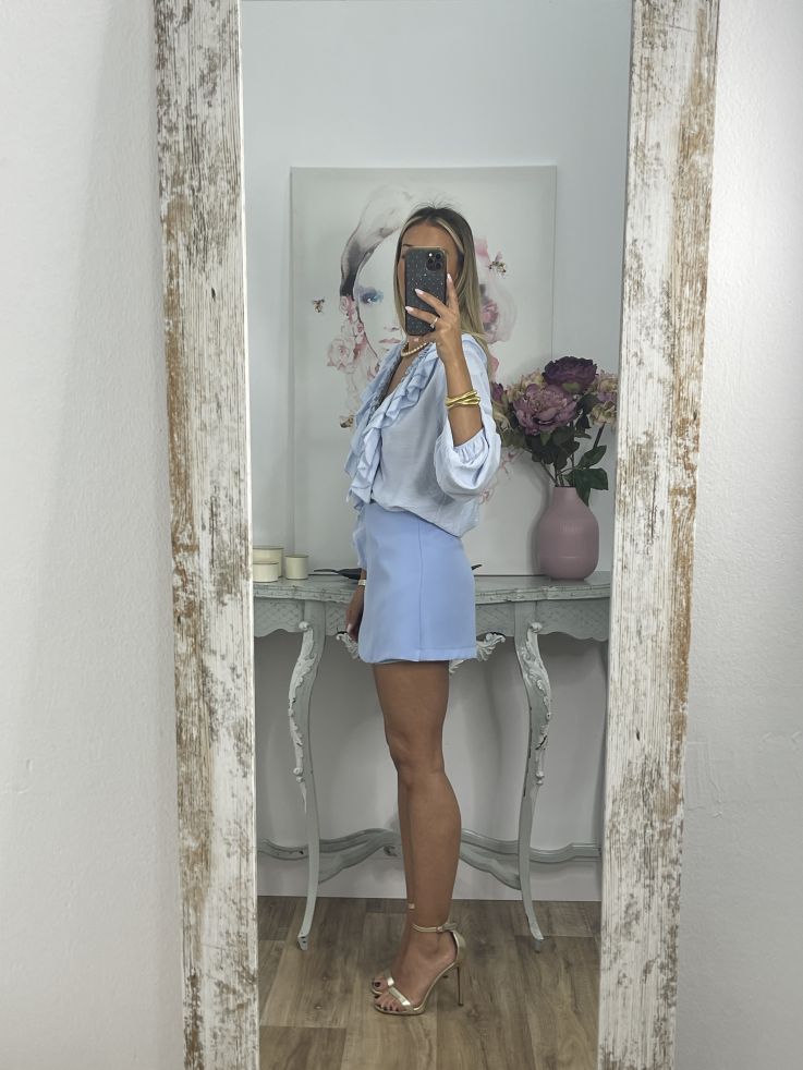 Falda pantalón celeste