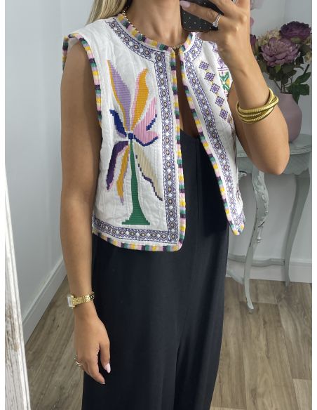 Chaleco Grecia blanco con bordados